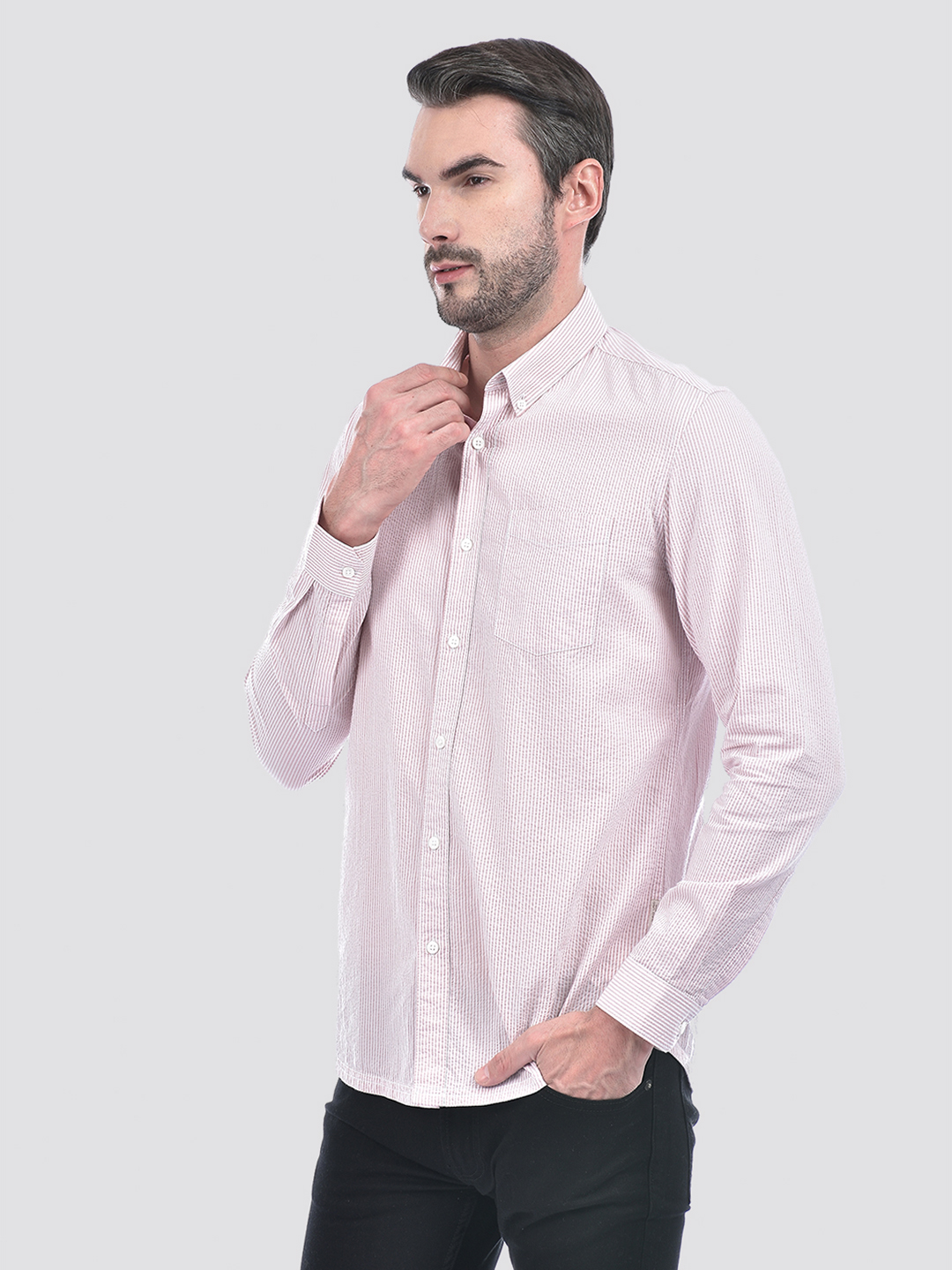 Numero Uno Men Textured Pink Shirt